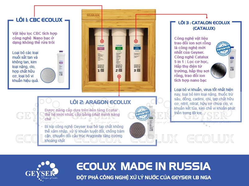 Cấu tạo Máy lọc nước Geyser ECOLUX A  - Made in Russia
