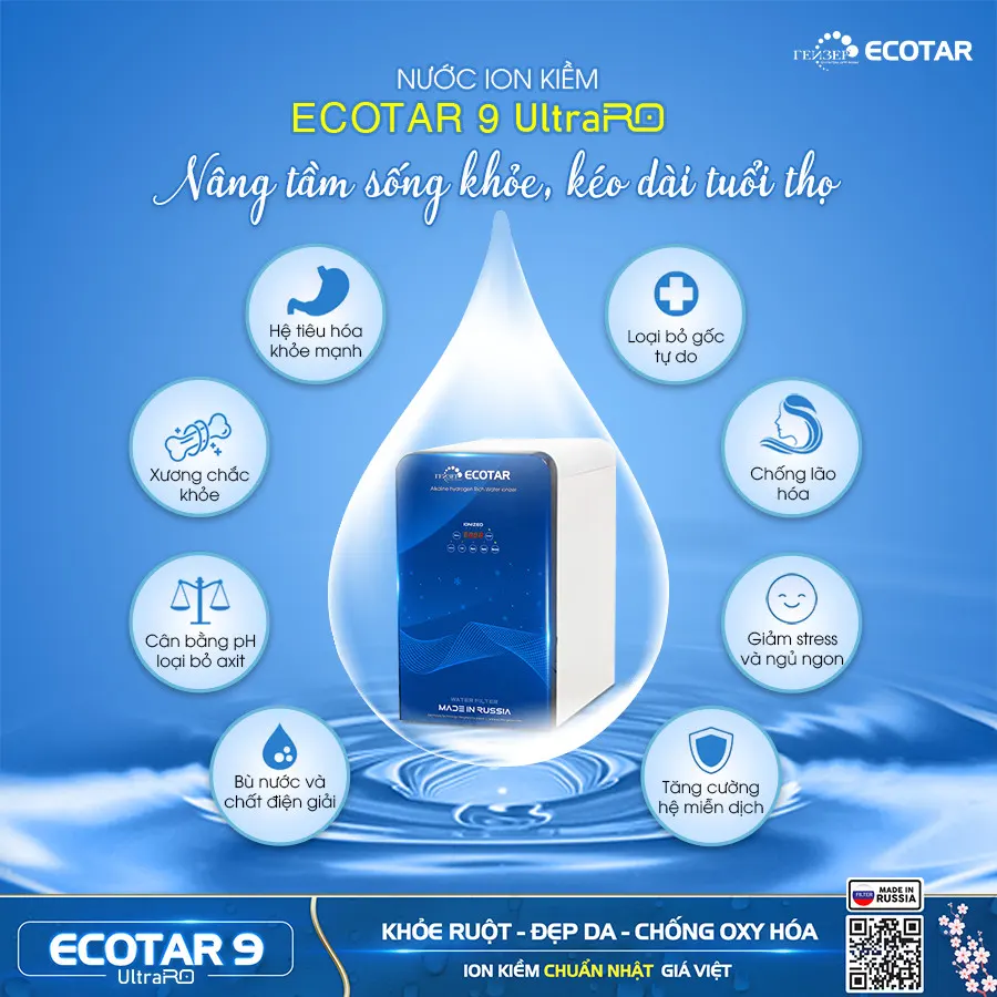 Máy lọc nước ion kiềm giàu hydro Geyser Ecotar 9 UltraRO