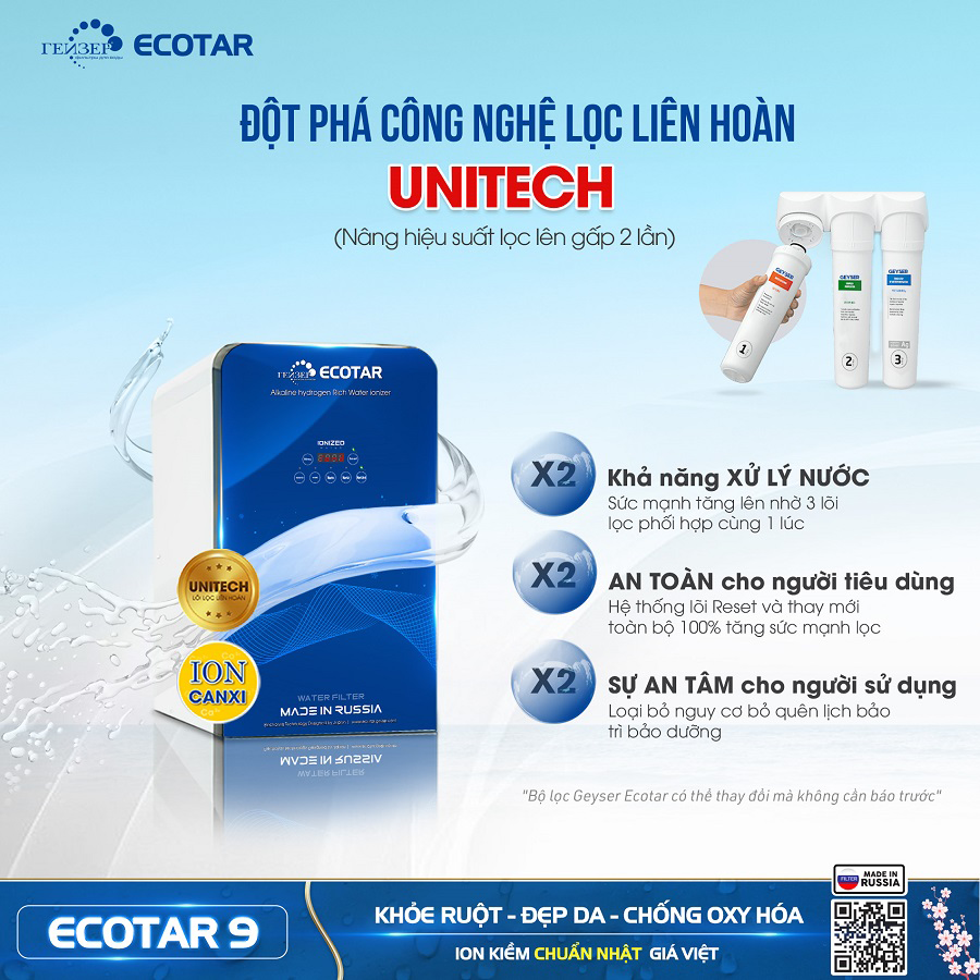 máy lọc nước ion kiềm Geyser Ecotar 9