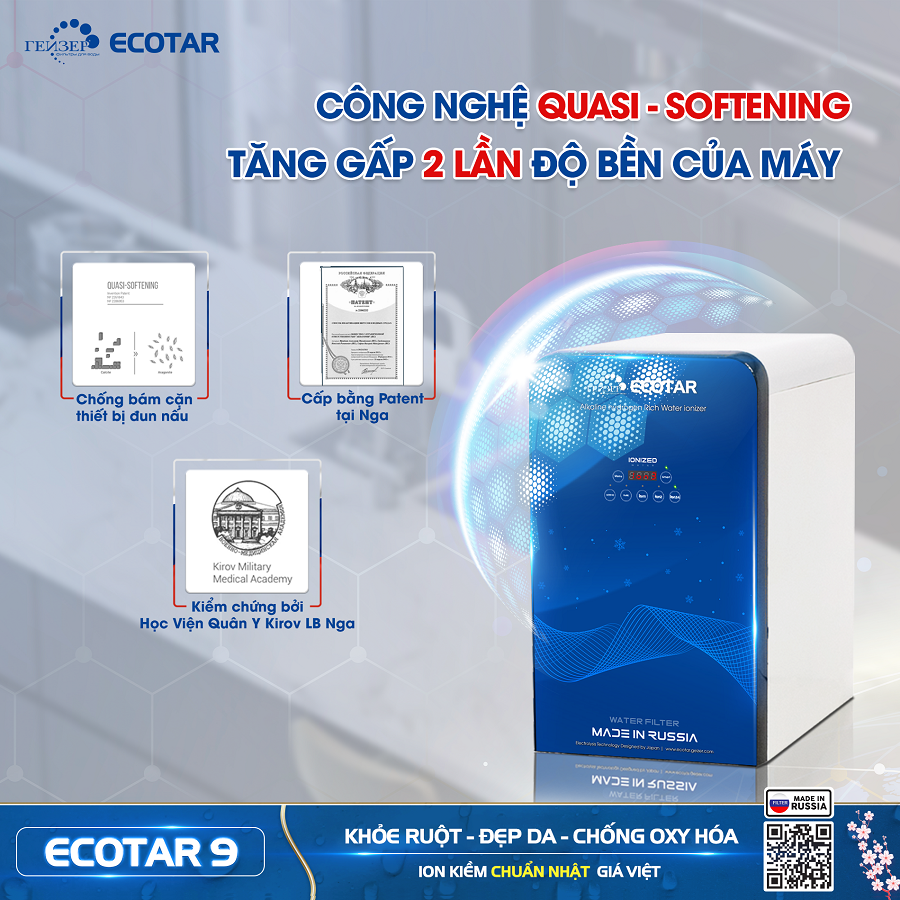 máy lọc nước ion kiềm Geyser Ecotar 9