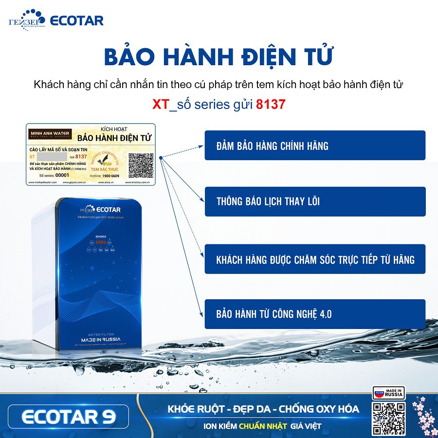 Máy lọc nước ion kiềm Geyser Ecotar 9
