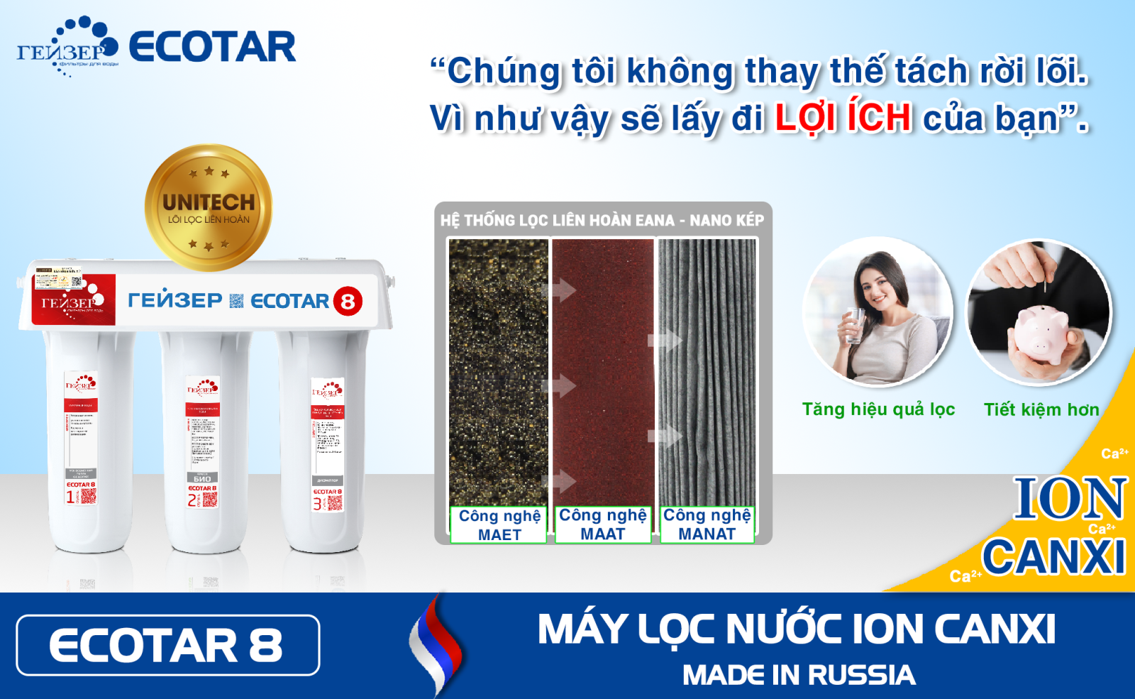 Lợi ích của lõi lọc liên hoàn trong Geyser Ecotar 8