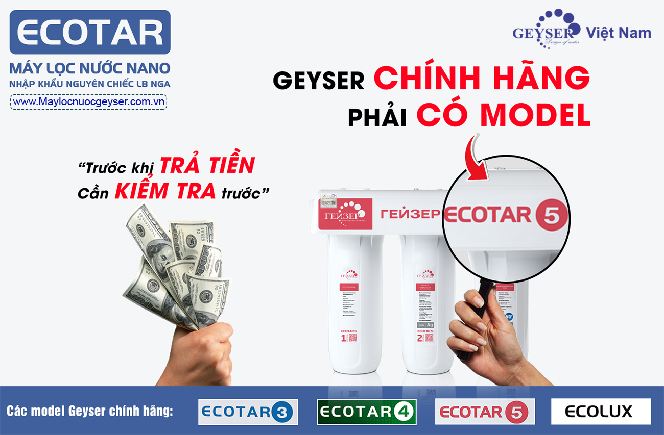 Kiểm tra máy lọc nước geyser ecotar 5 chính hãng