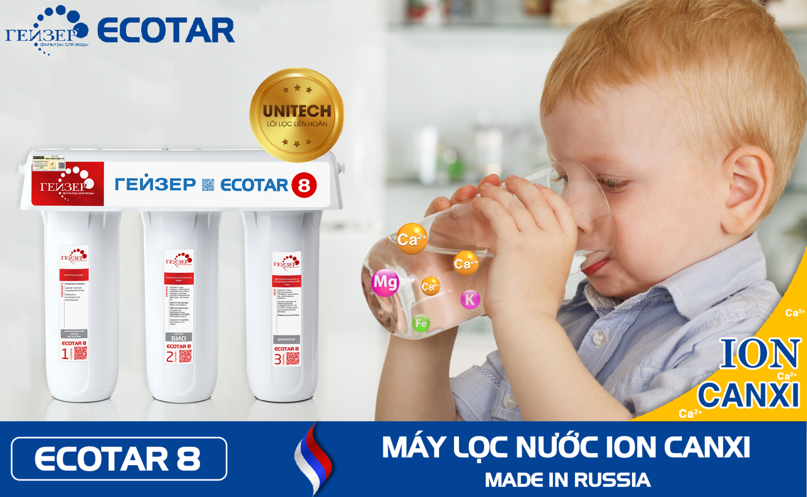 lợi ích của máy lọc geyser ecotar 8 với trẻ nhỏ